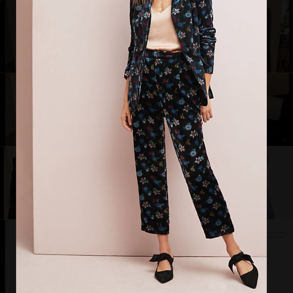 Anthropologie Blooming Velvet Pants